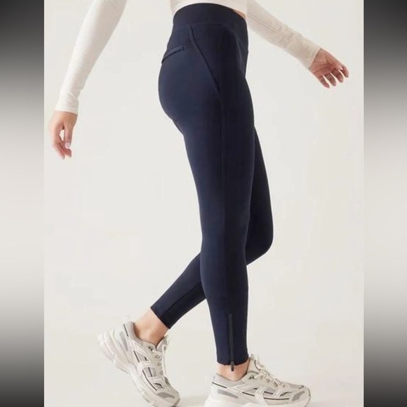 Athleta Delaney Skyline High Rise Hybrid Zippered Ankle Pants in Navy - Picture 2 of 9